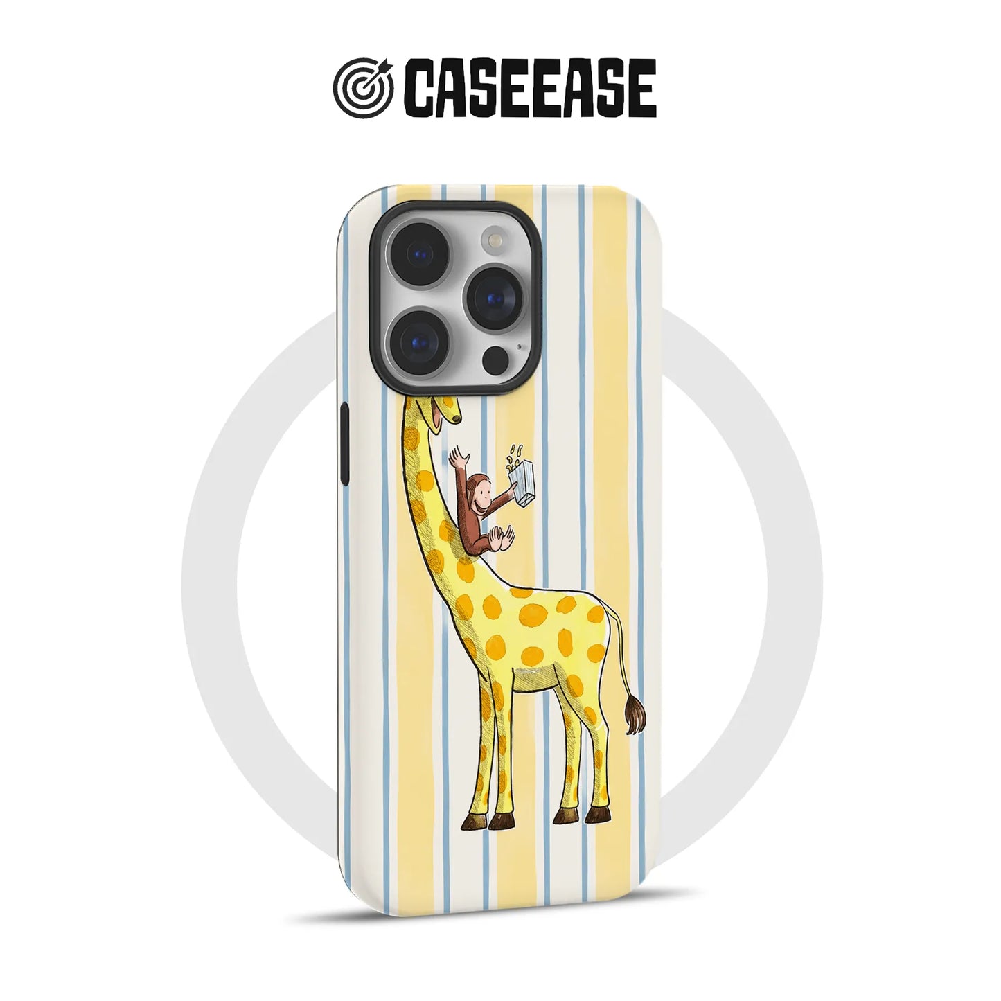 Bonita funda para teléfono con jirafa y mono