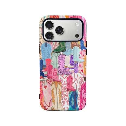 Funda para teléfono con botas de vaquero coloridas - Protección estilo western