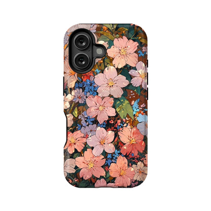 Blooming Floral Phone Case – Sakura and Blue Blossom Design