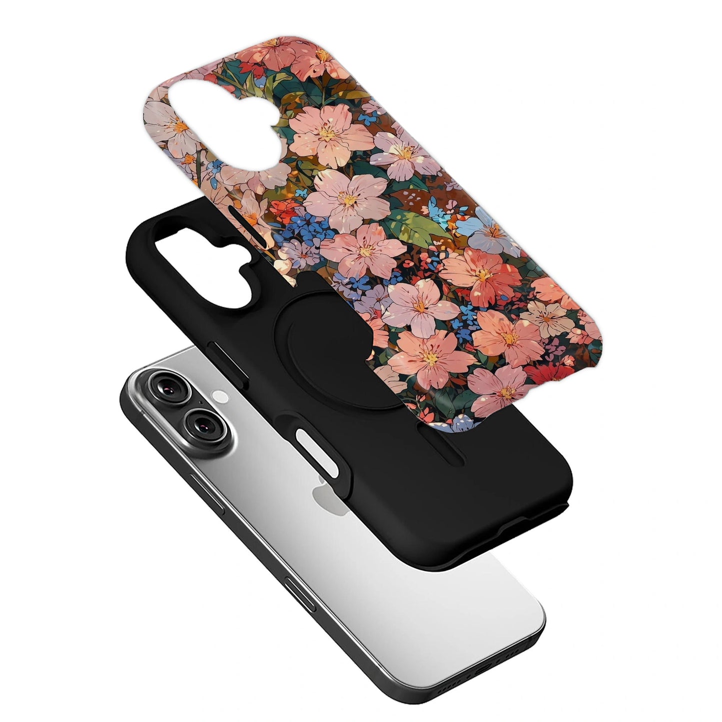 Blooming Floral Phone Case – Sakura and Blue Blossom Design