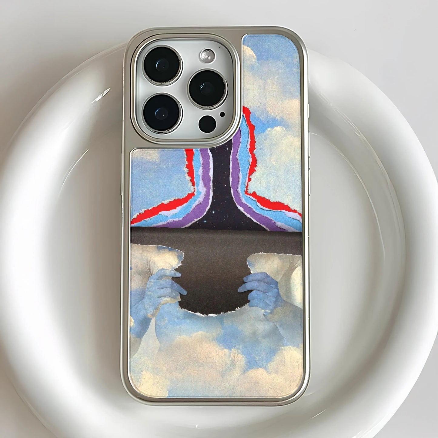 Holographic Chrome iPhone 15 Pro Case - Cosmic Reveal Design