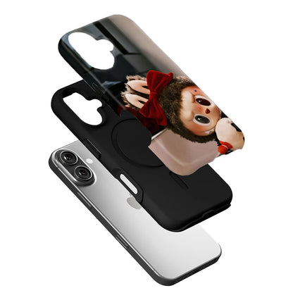 Cute Labubu Plush Phone Case with Red Bow