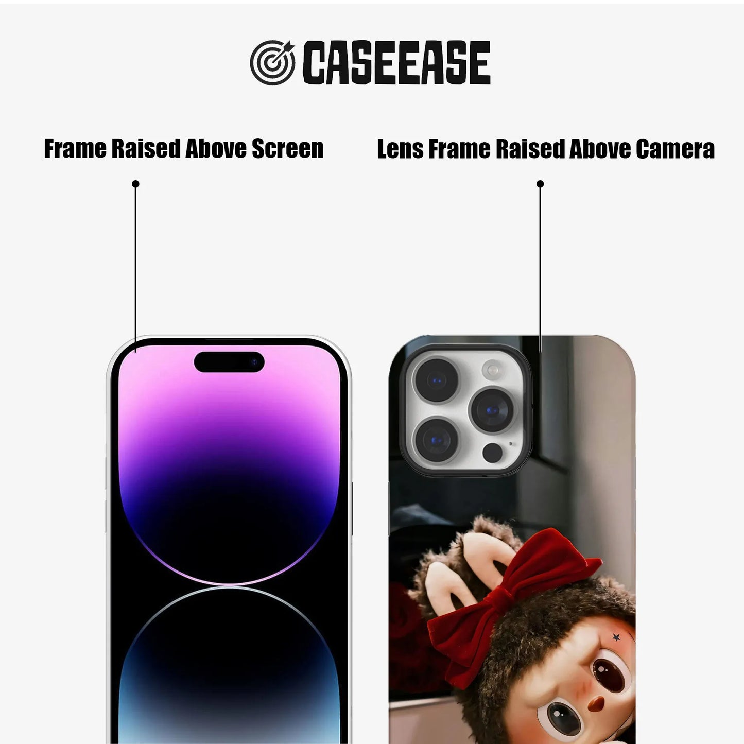 Cute Labubu Plush Phone Case with Red Bow