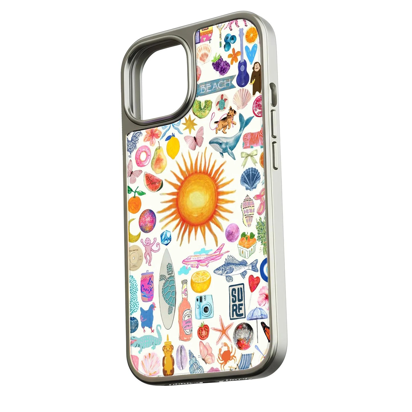 Holographic Chrome Beach Vibes Phone Case - Colorful Summer Design
