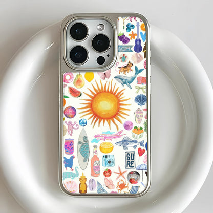 Holographic Chrome Beach Vibes Phone Case - Colorful Summer Design