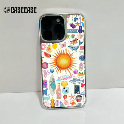 Holographic Chrome Beach Vibes Phone Case - Colorful Summer Design