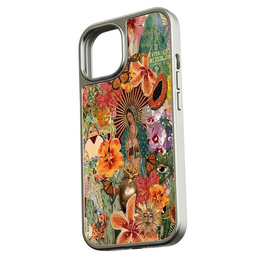 Holographic Chrome Phone Case - Colorful Floral & Cultural Design