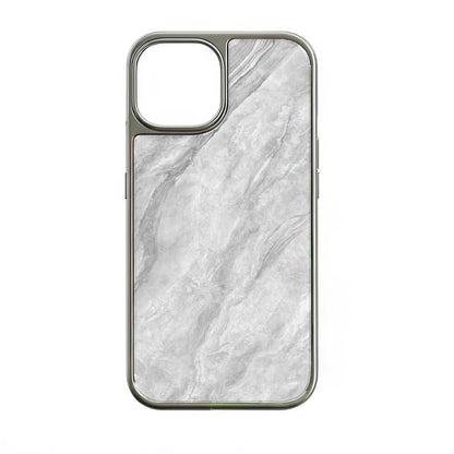 Holographic Chrome iPhone 15 Pro Marble Case - Elegant Grey Finish