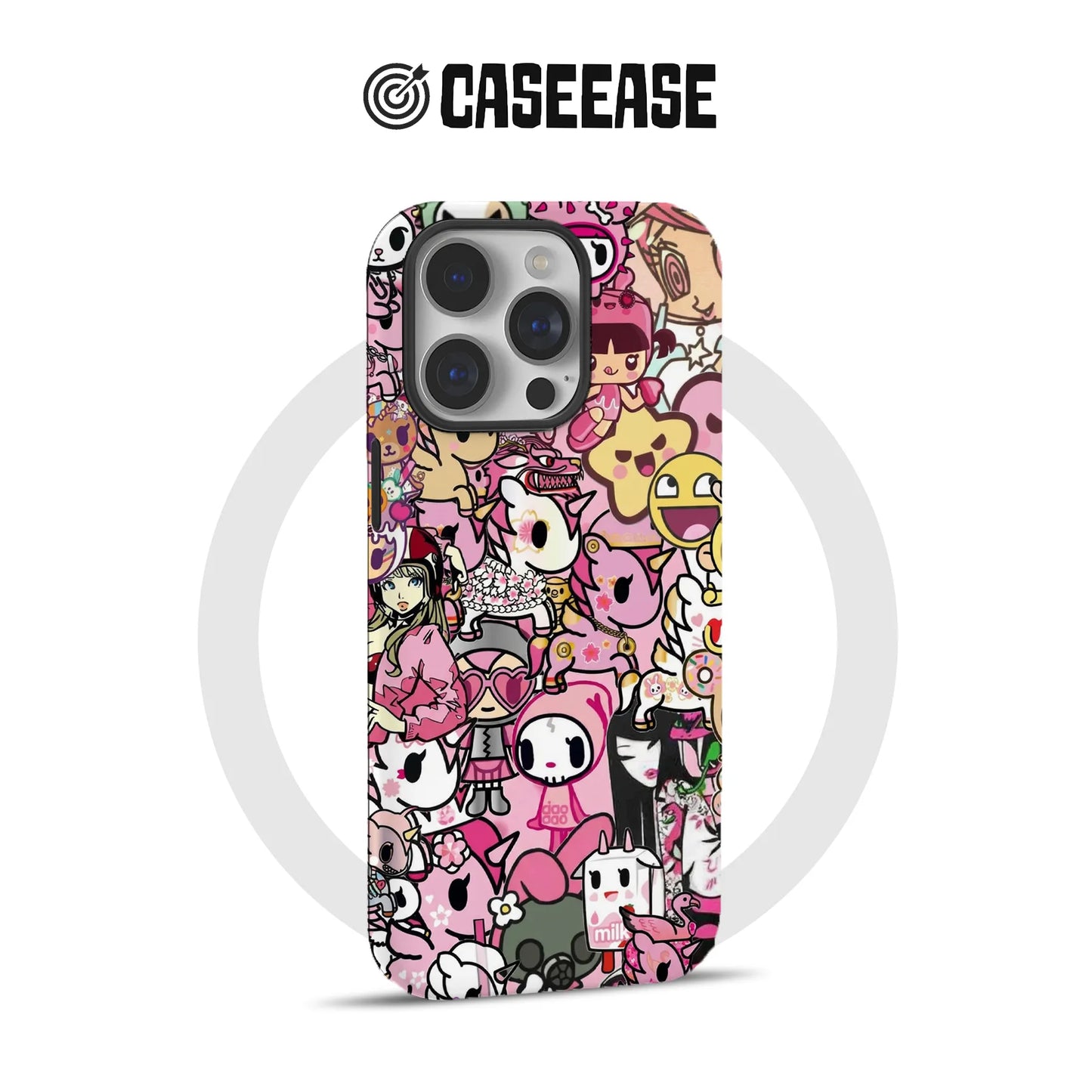 Trendy Pink Cartoon Character Phone Case