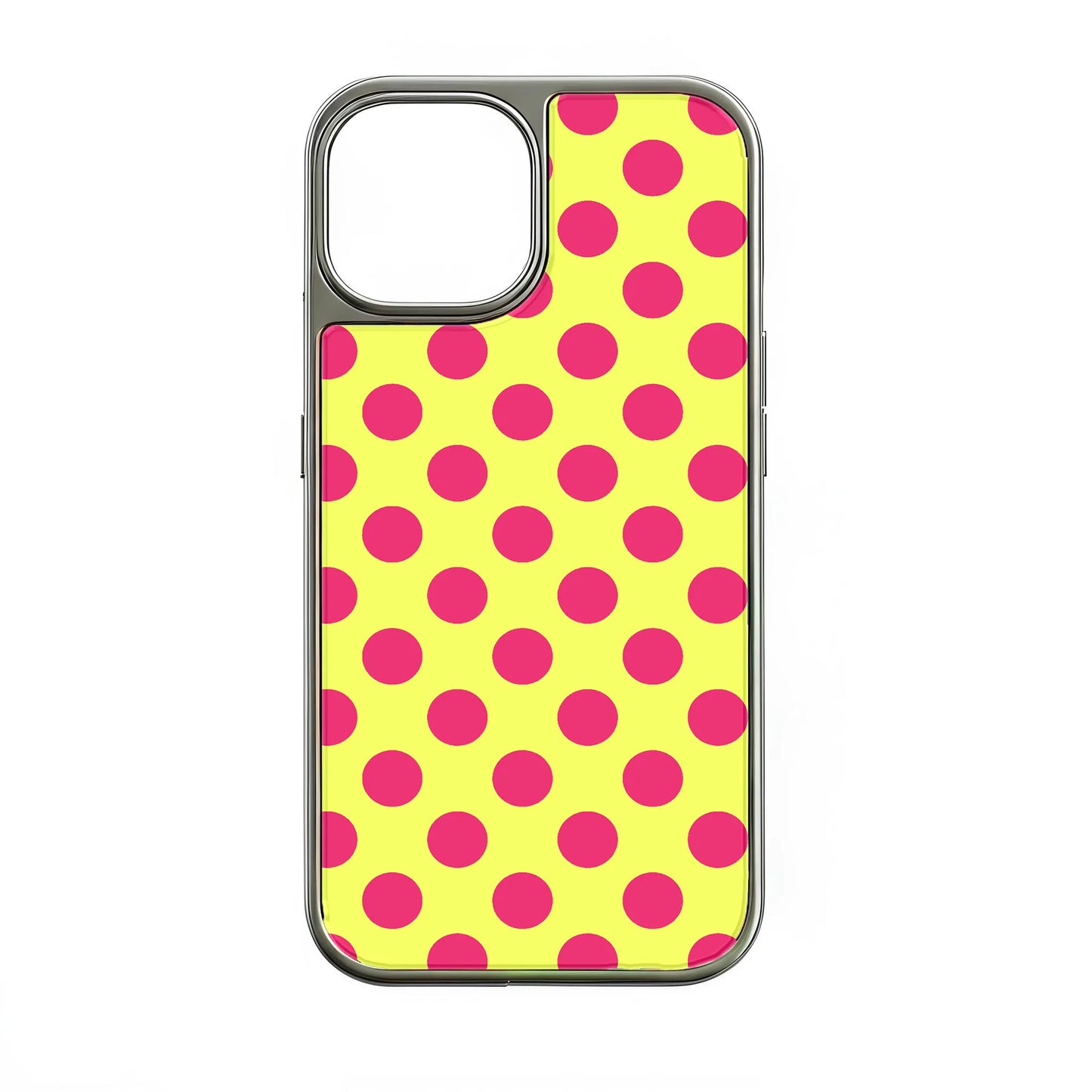 Holographic Chrome Polka Dot Phone Case - Vibrant Yellow & Pink