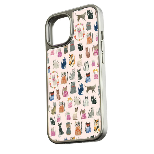 Holographic Chrome Cat Phone Case - Whimsical Feline Design
