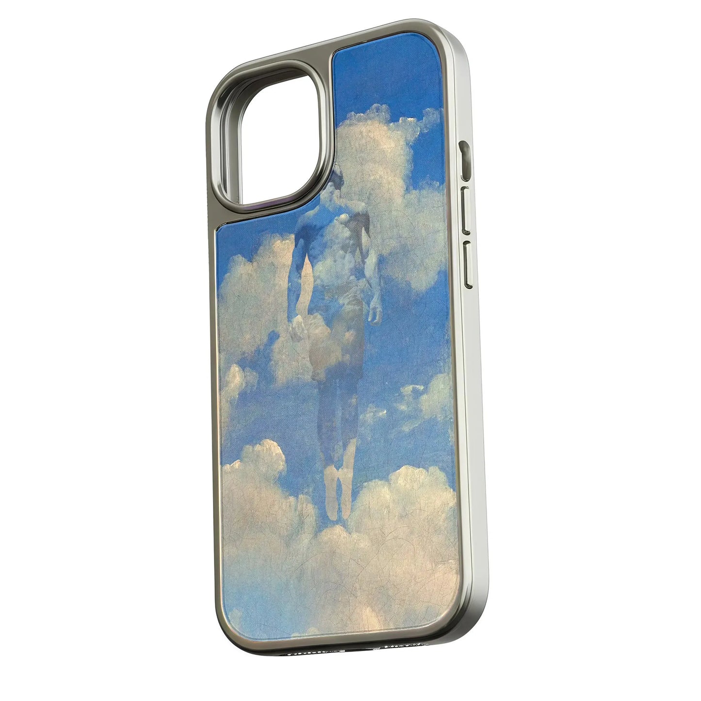 Holographic Chrome Phone Case for iPhone 15 Pro - Celestial Cloud Design