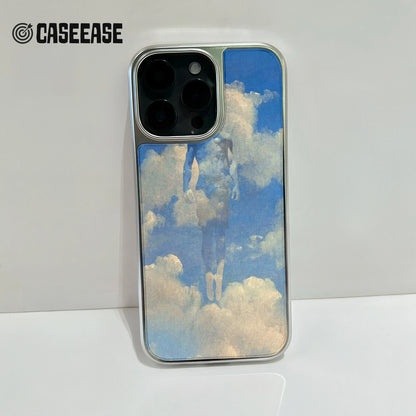 Holographic Chrome Phone Case for iPhone 15 Pro - Celestial Cloud Design