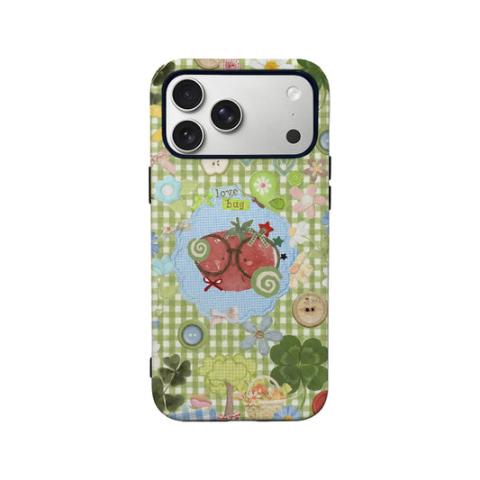 Love Bug Green Gingham Phone Case