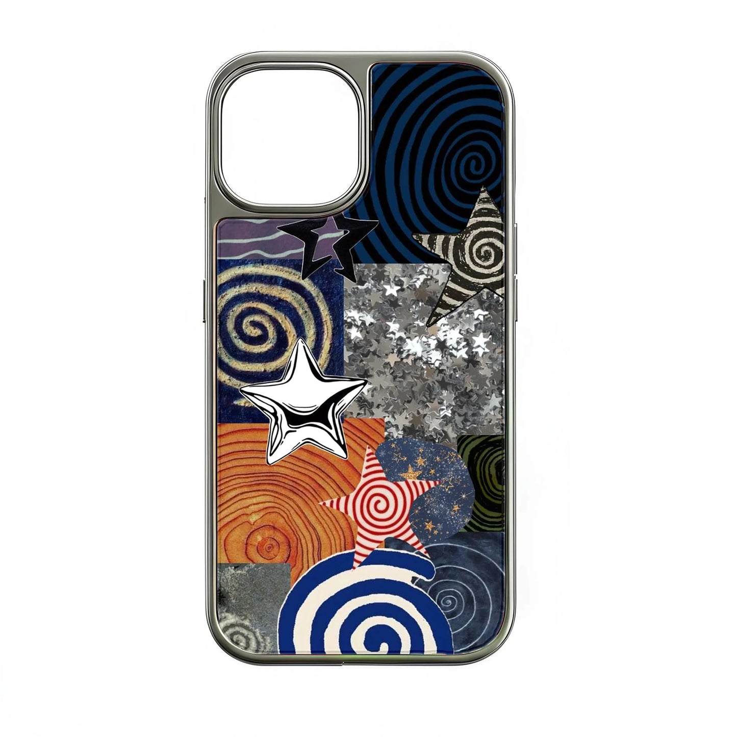 Funda holográfica cromada para teléfono: diseños estrellados y brillo metálico