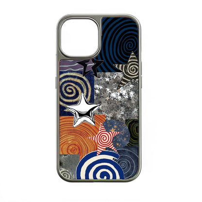 Funda holográfica cromada para teléfono: diseños estrellados y brillo metálico