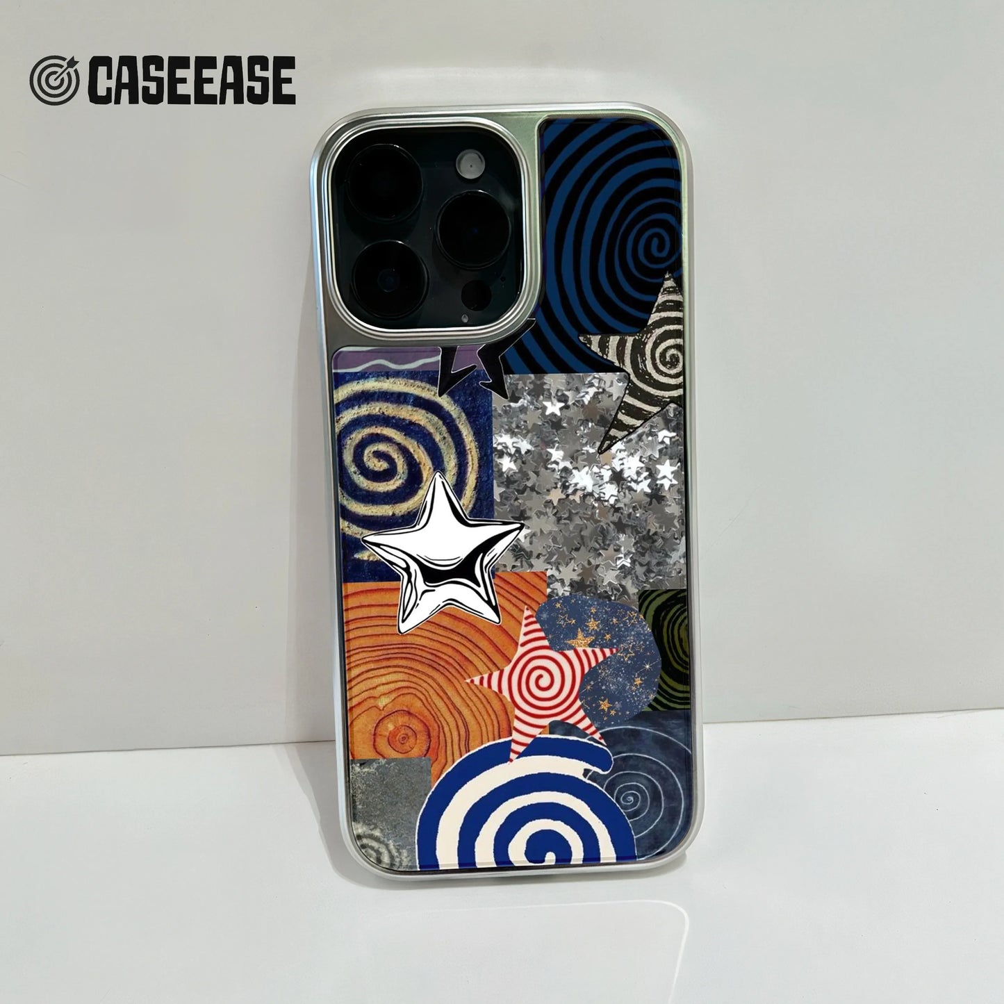 Funda holográfica cromada para teléfono: diseños estrellados y brillo metálico