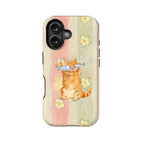 Bonita funda para teléfono con diseño de gato y pez