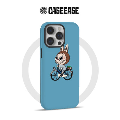 Funda para teléfono con diseño de conejo motero juguetón