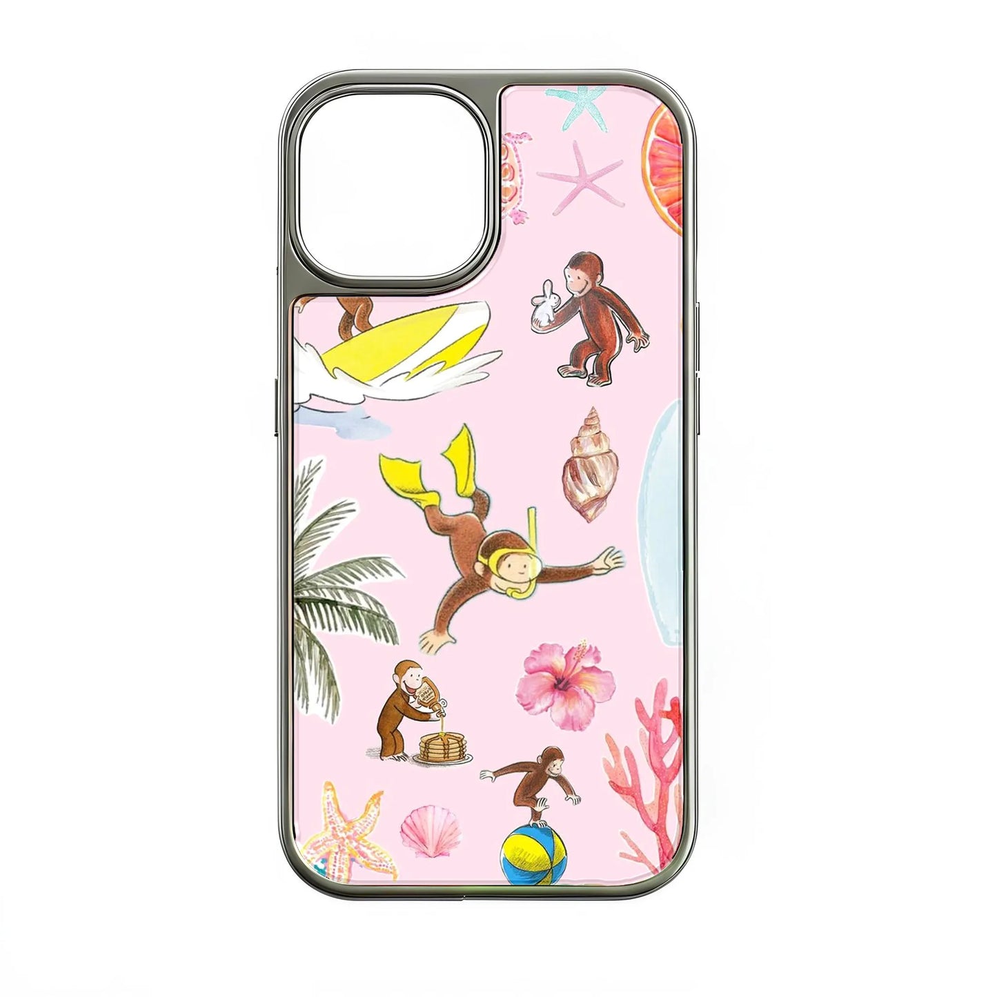 Holographic Chrome Curious Monkey Phone Case - Playful Beach Theme