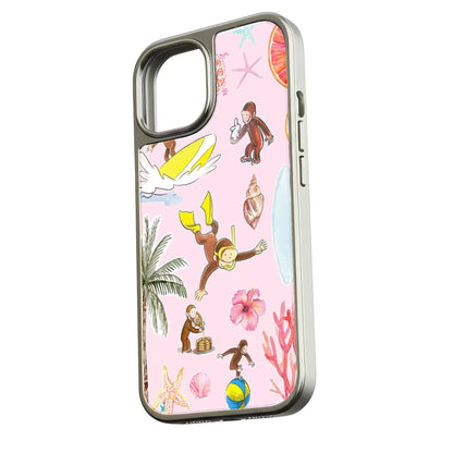 Holographic Chrome Curious Monkey Phone Case - Playful Beach Theme