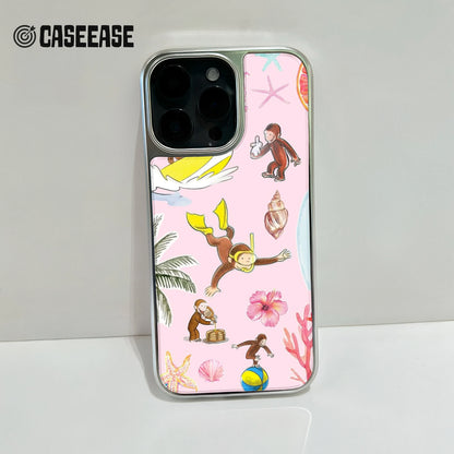 Holographic Chrome Curious Monkey Phone Case - Playful Beach Theme