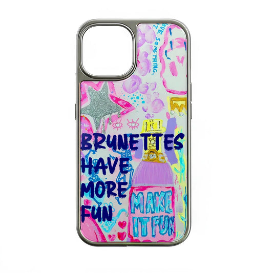 Holographic Chrome Brunette Fun Phone Case - Colorful & Playful Design