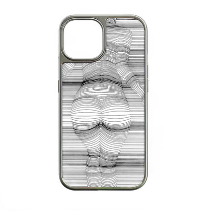 Holographic Chrome Phone Case for iPhone 14 - Striped Art Design