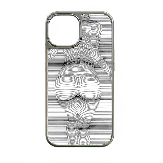 Holographic Chrome Phone Case for iPhone 14 - Striped Art Design