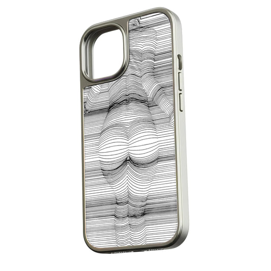 Holographic Chrome Phone Case for iPhone 14 - Striped Art Design