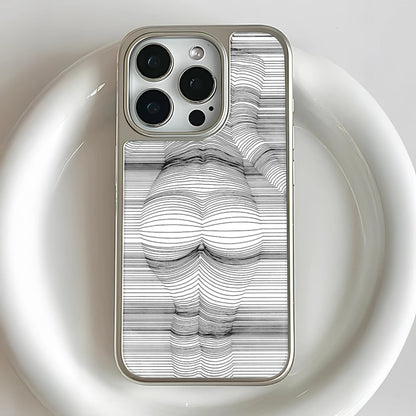 Holographic Chrome Phone Case for iPhone 14 - Striped Art Design