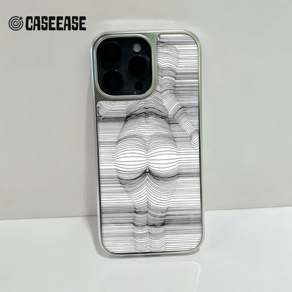 Holographic Chrome Phone Case for iPhone 14 - Striped Art Design