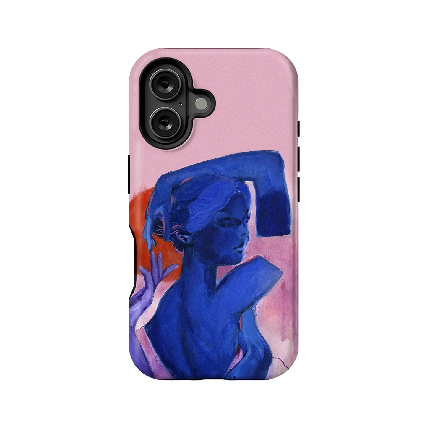 Funda para teléfono abstracta artística en rosa y azul