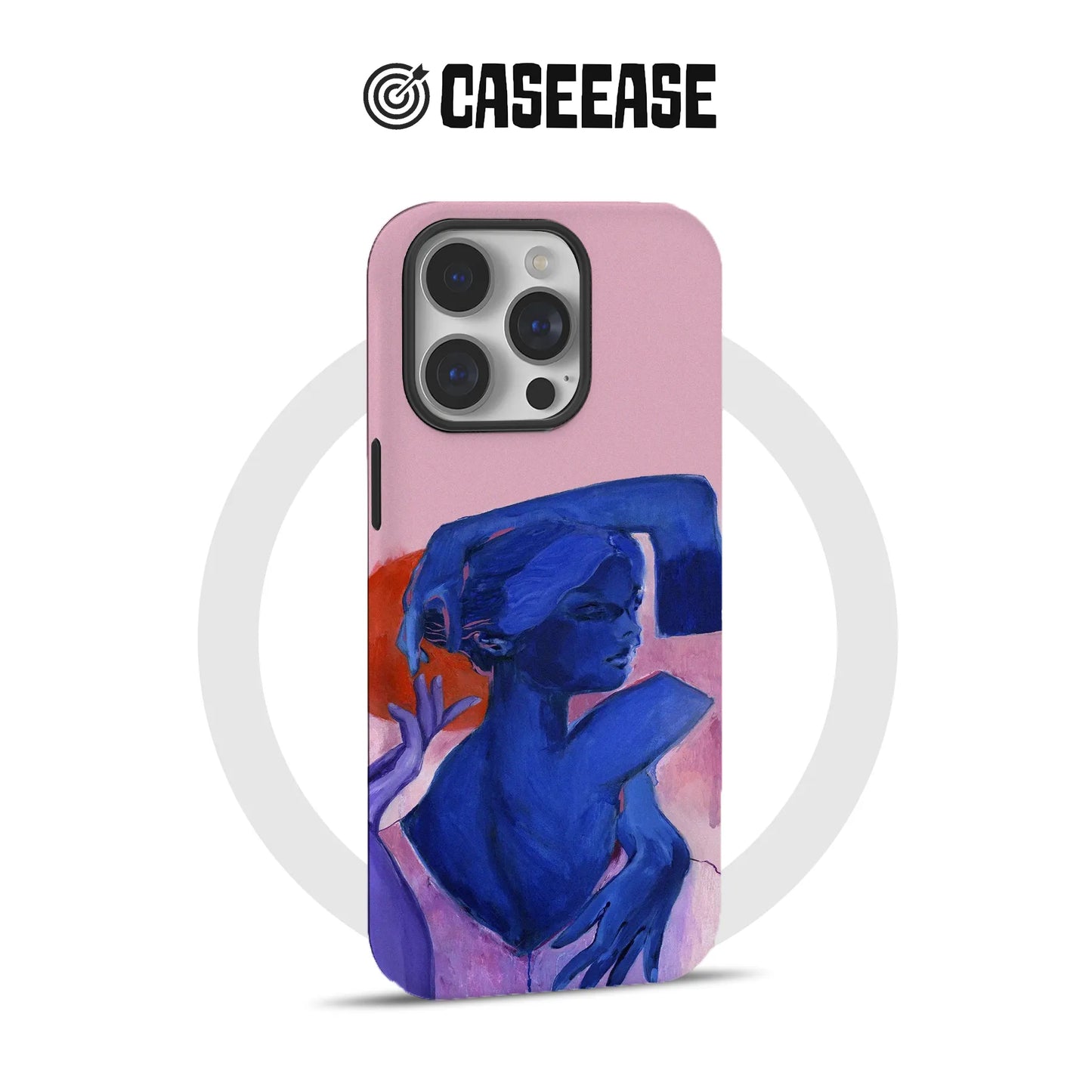 Funda para teléfono abstracta artística en rosa y azul