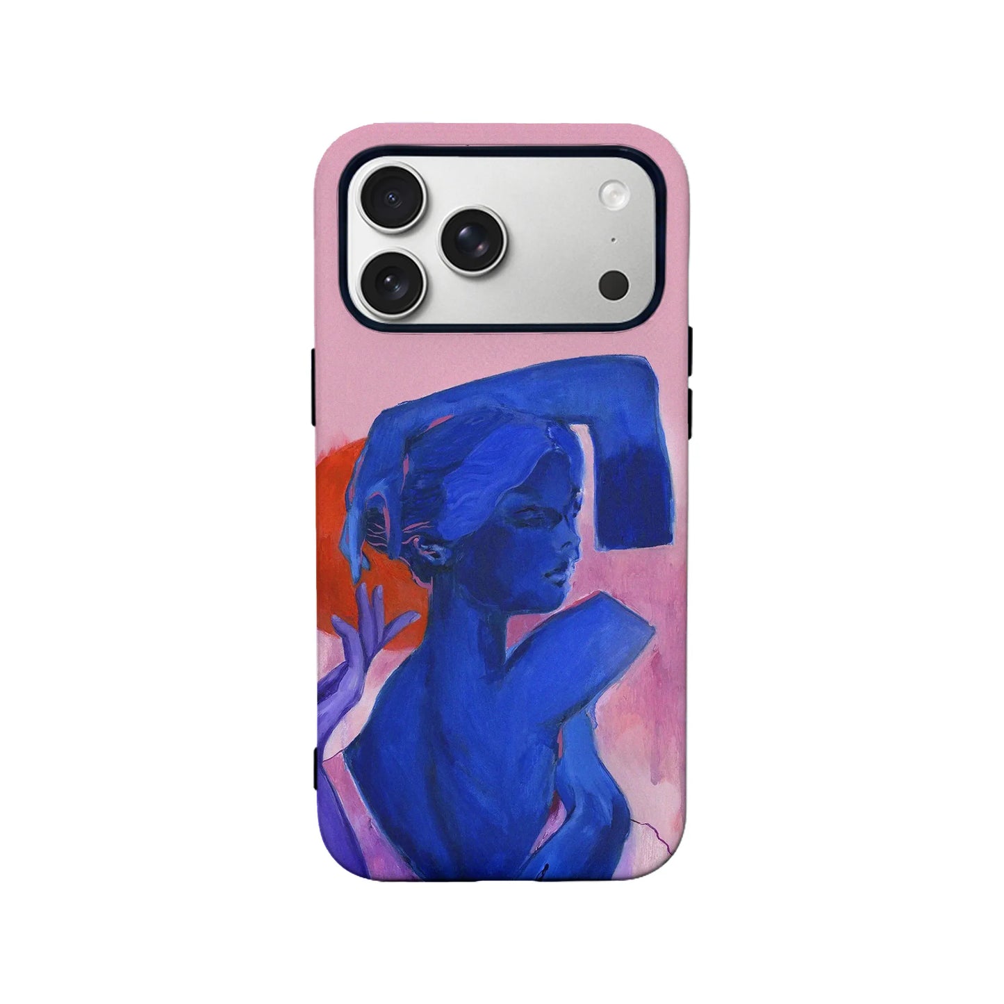 Funda para teléfono abstracta artística en rosa y azul