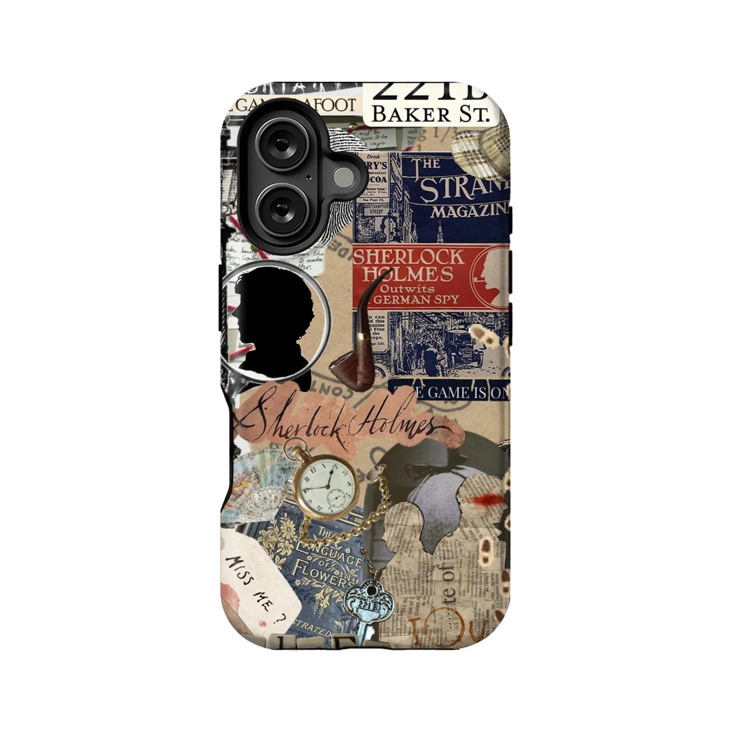 Funda para teléfono con collage vintage de Sherlock Holmes