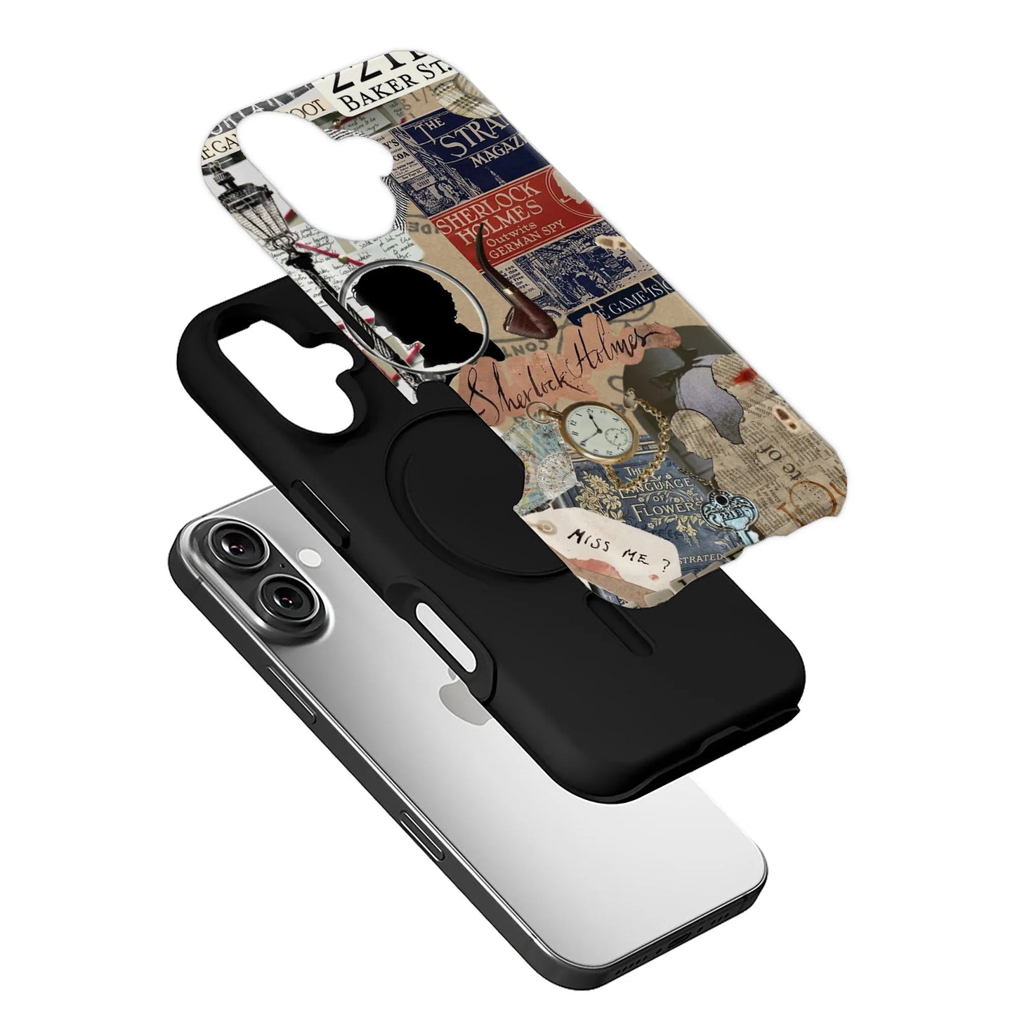 Funda para teléfono con collage vintage de Sherlock Holmes