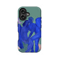 Funda para teléfono con figuras artísticas azules