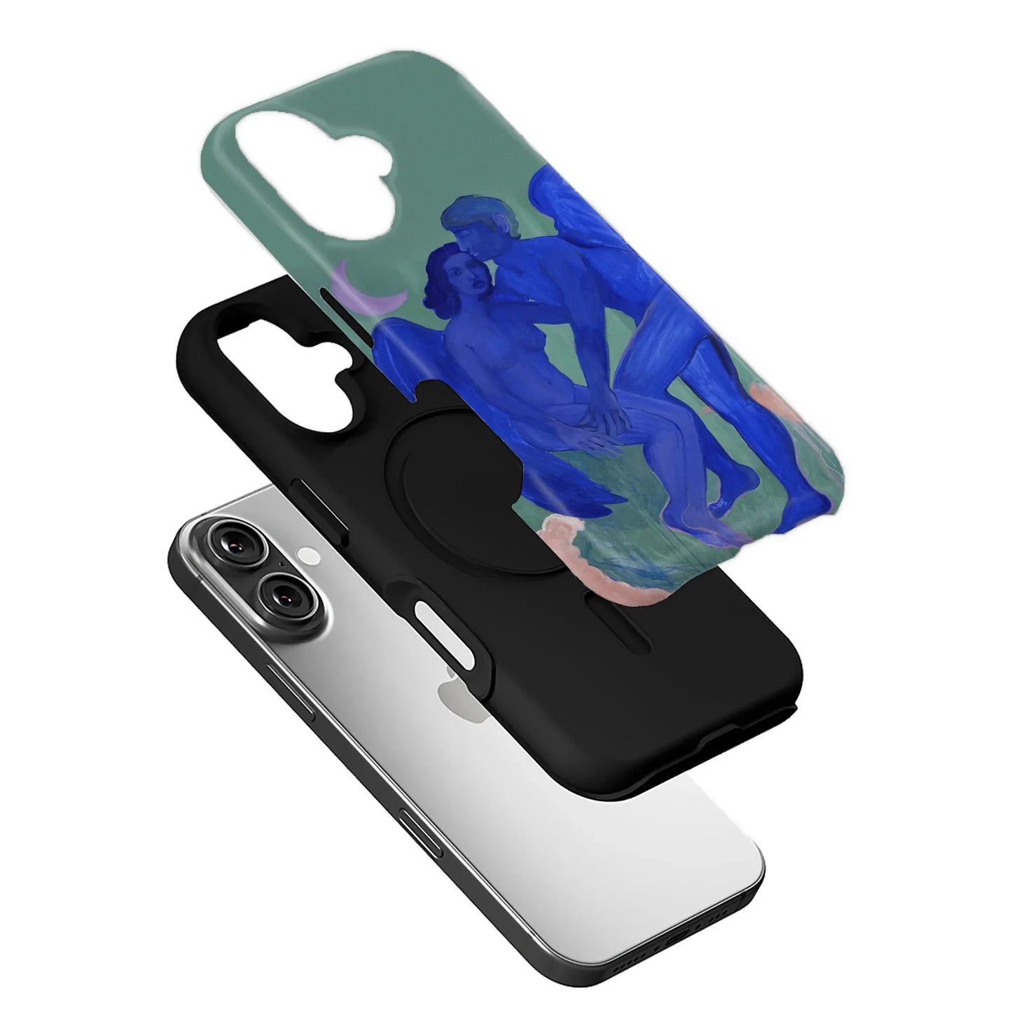 Funda para teléfono con figuras artísticas azules