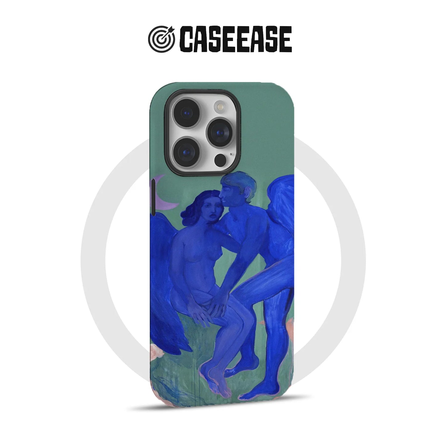 Funda para teléfono con figuras artísticas azules