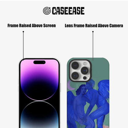 Funda para teléfono con figuras artísticas azules