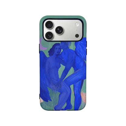 Funda para teléfono con figuras artísticas azules