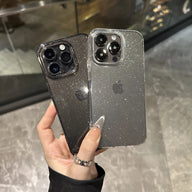 Funda de lujo con purpurina para iPhone | Protectora transparente con diamantes brillantes y protección completa para la lente de la cámara