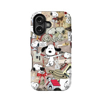 Funda para teléfono con collage de cómics de Snoopy: diseño divertido y divertido