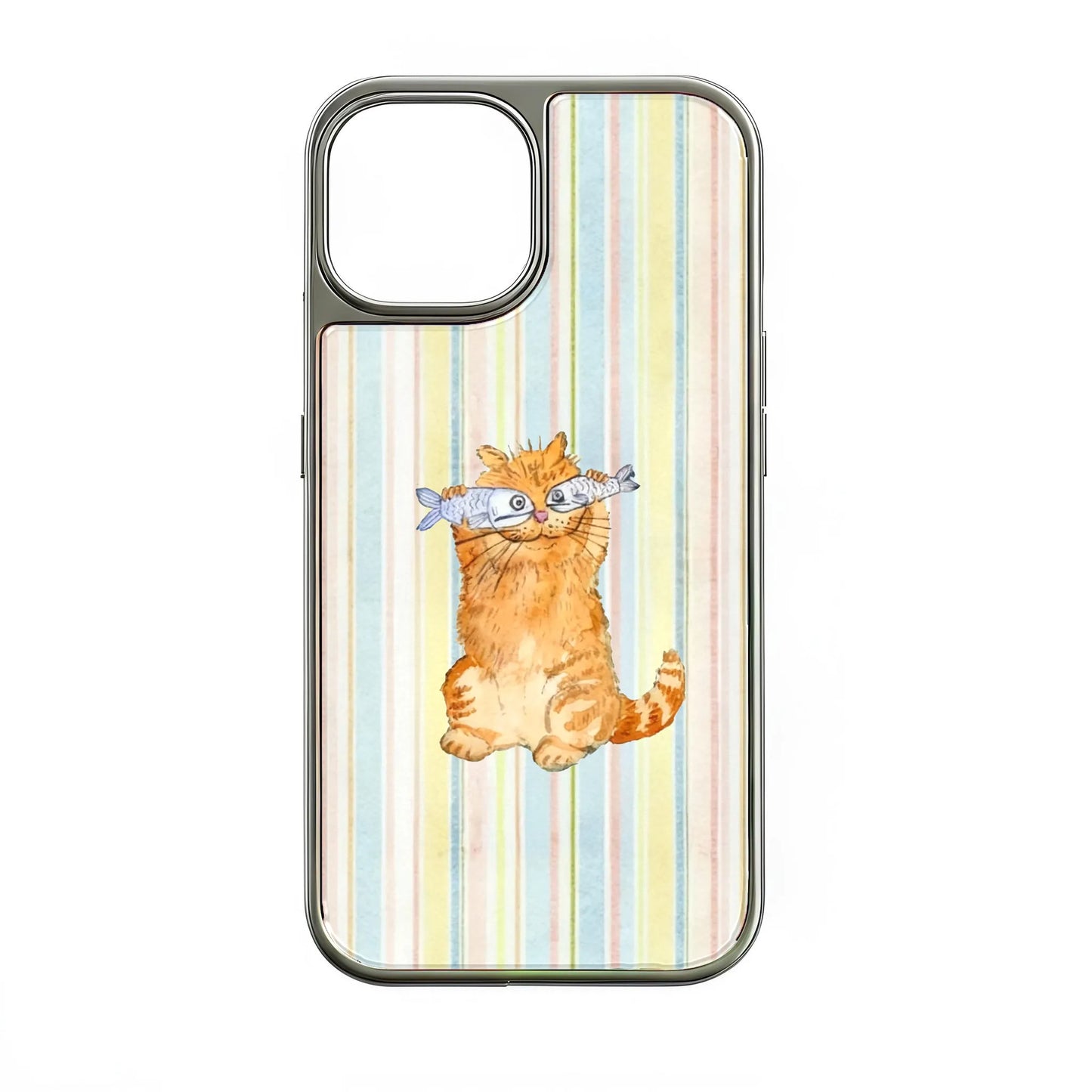 Funda holográfica cromada con diseño de gato - Adorable diseño de pez