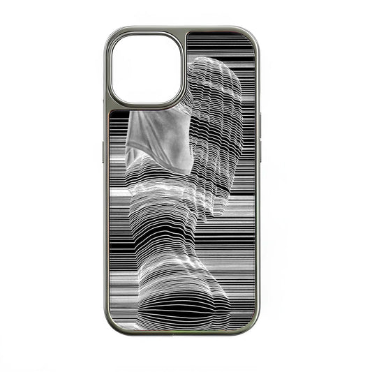 Holographic Chrome Phone Case for iPhone 14 Pro - Striped Illusion Design