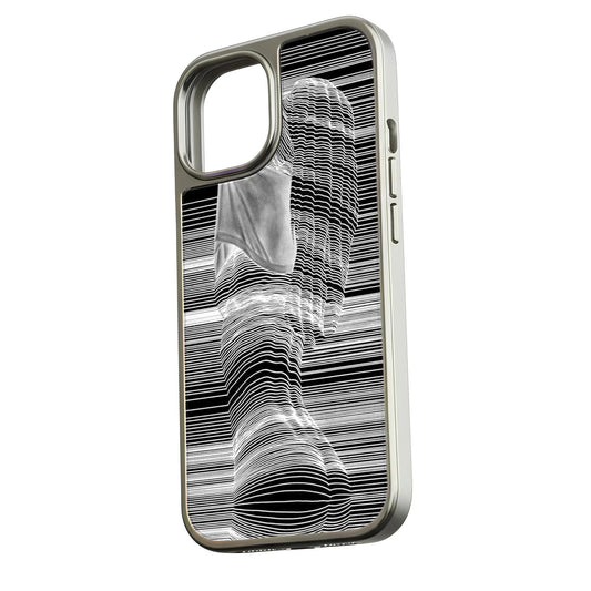 Holographic Chrome Phone Case for iPhone 14 Pro - Striped Illusion Design