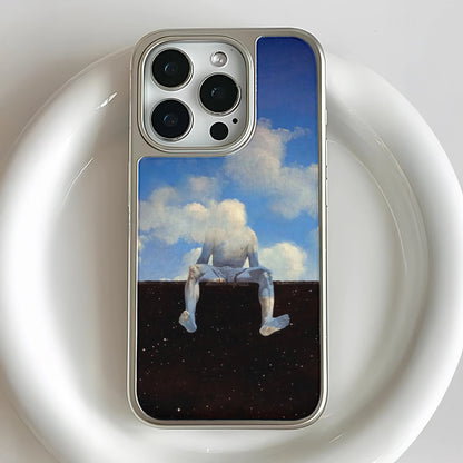 Holographic Chrome Head in the Clouds Phone Case for iPhone 14 Pro - Dreamy Cosmic Design