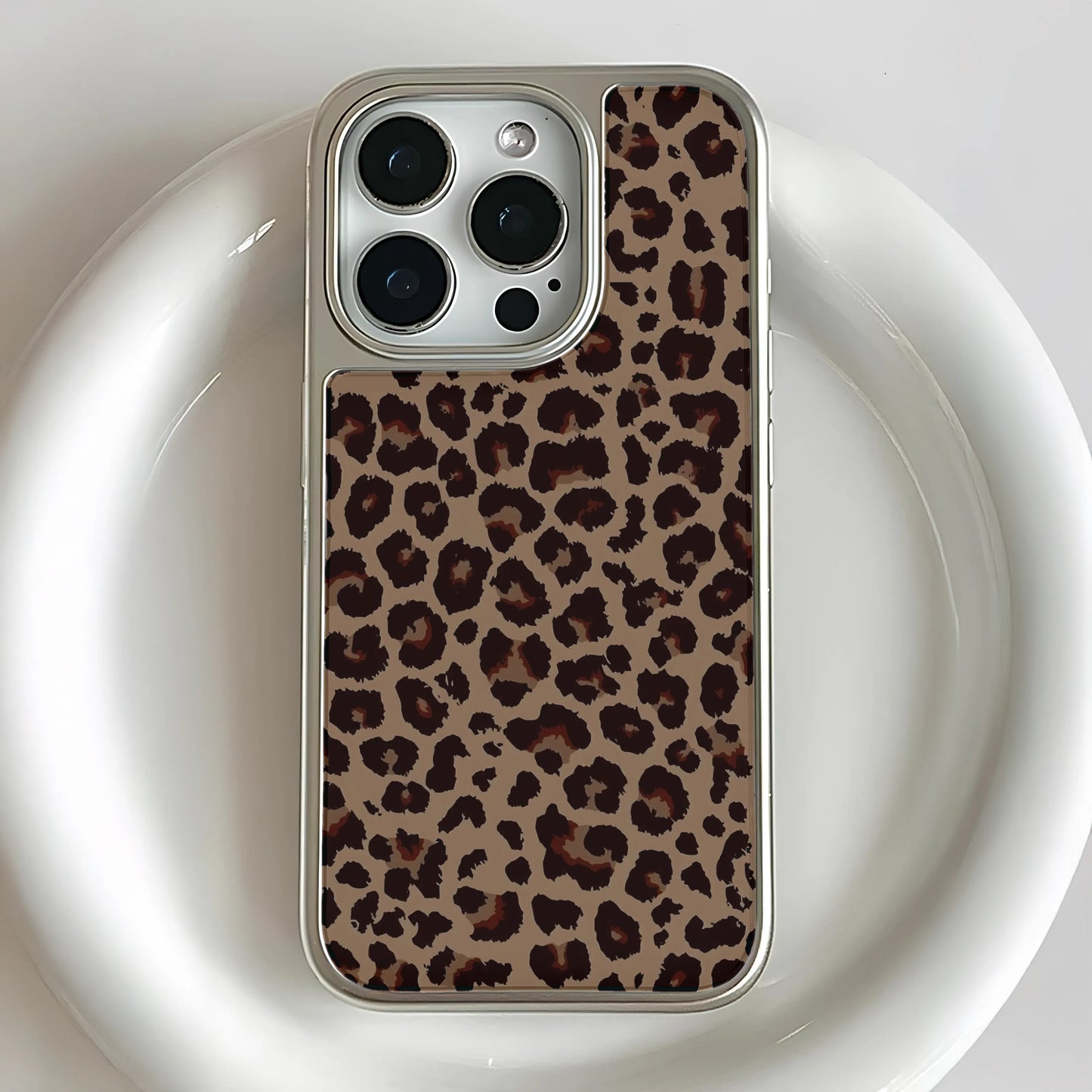 Holographic Chrome Leopard Phone Case for iPhone 15 Pro - Wild Animal Print
