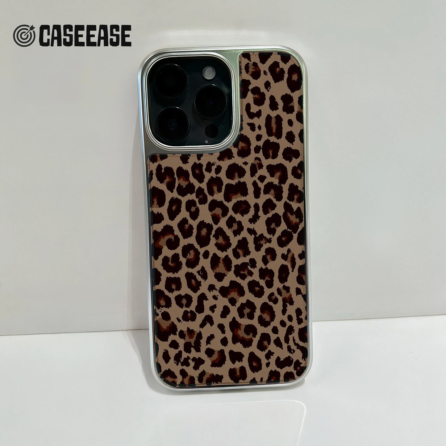 Holographic Chrome Leopard Phone Case for iPhone 15 Pro - Wild Animal Print